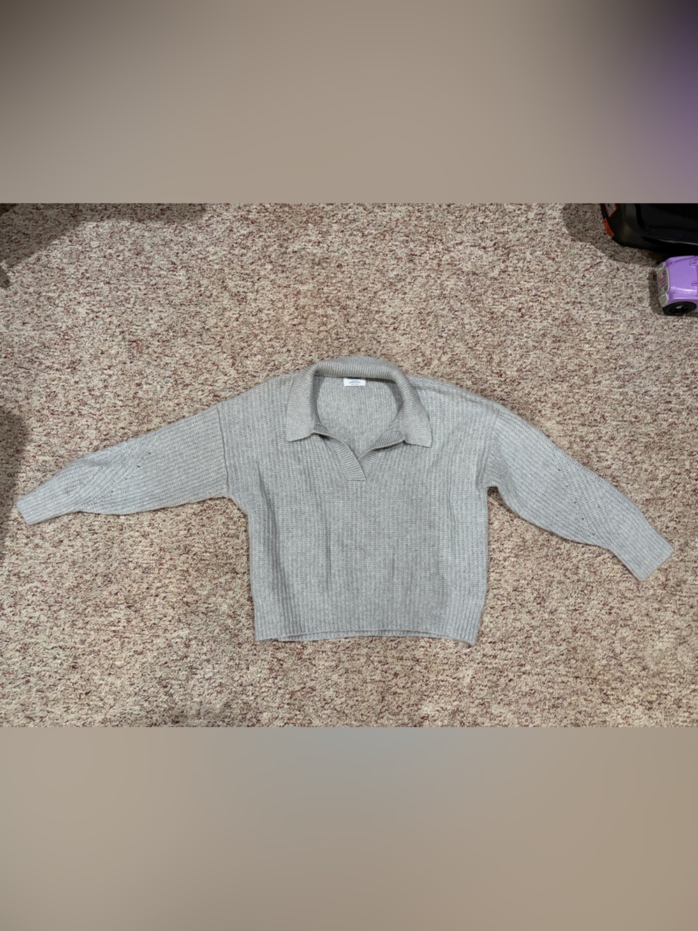 Old Navy Gray Ribbed Collared Turtleneck Sweater